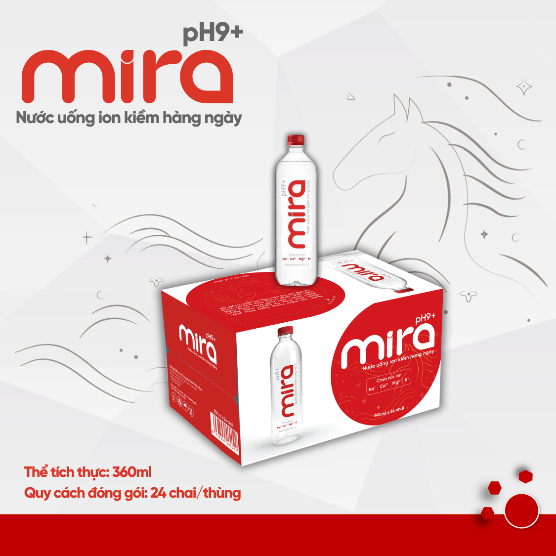 Nước uống ion kiềm Mira pH9+ 360ml