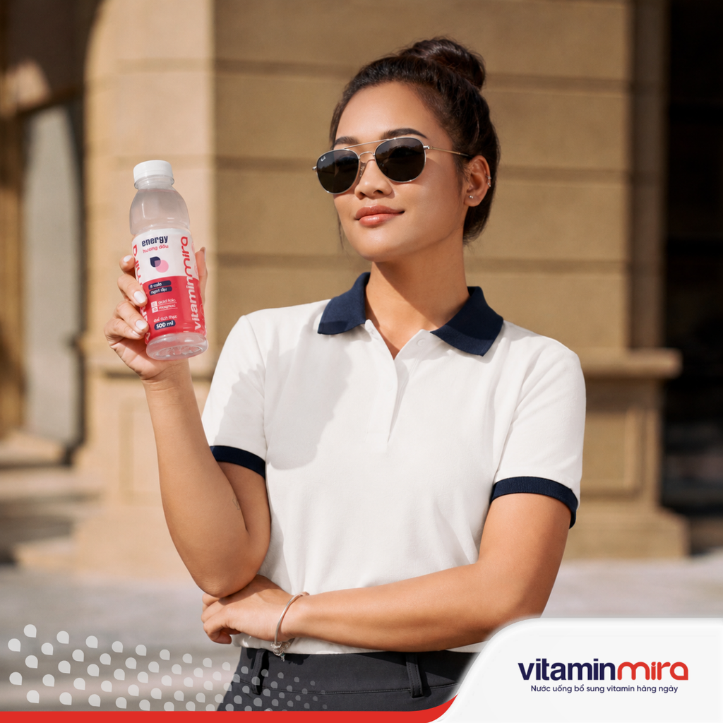 Nước uống bổ sung Vitamin Mira energy hương dâu