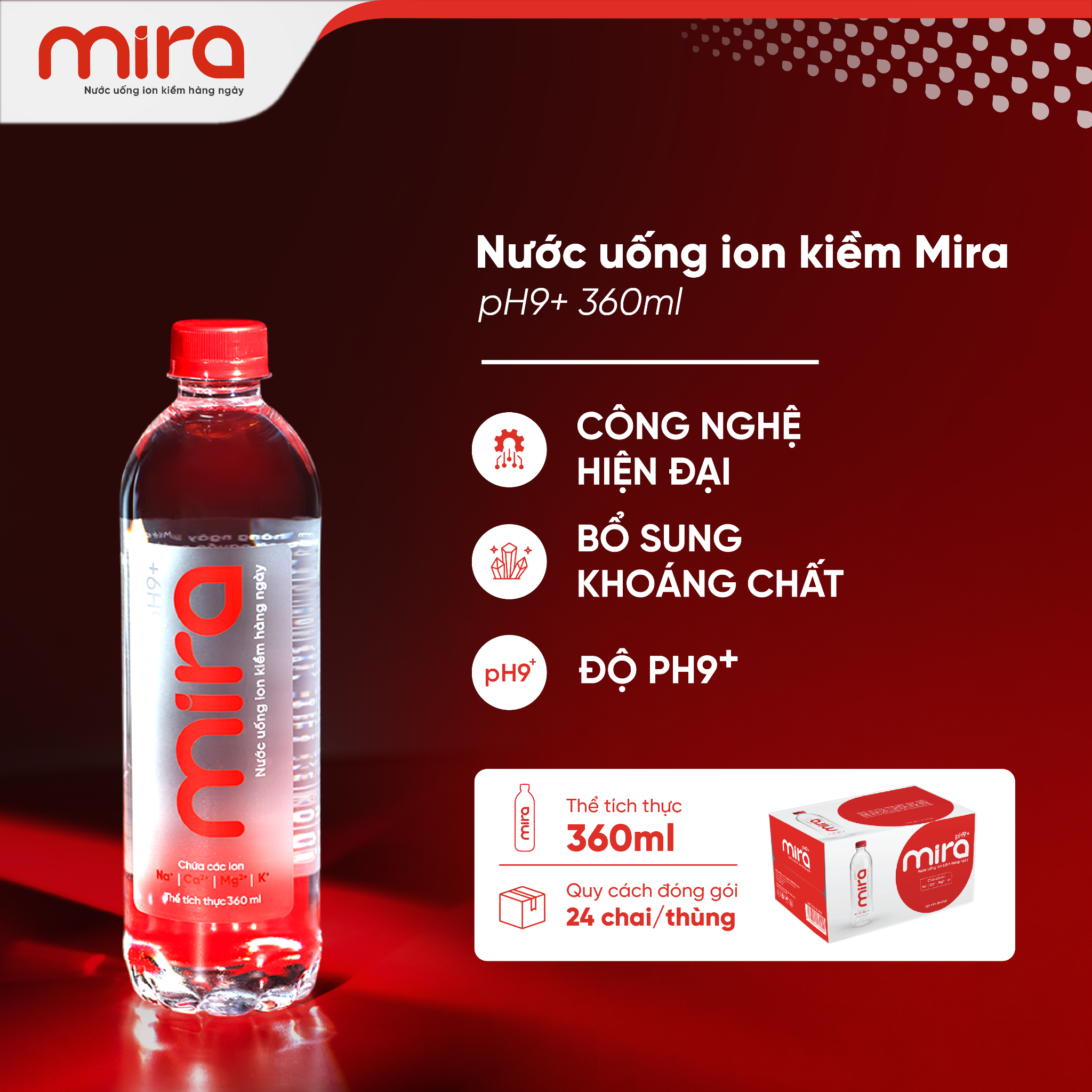 Nước ion kiềm Mira 360ml