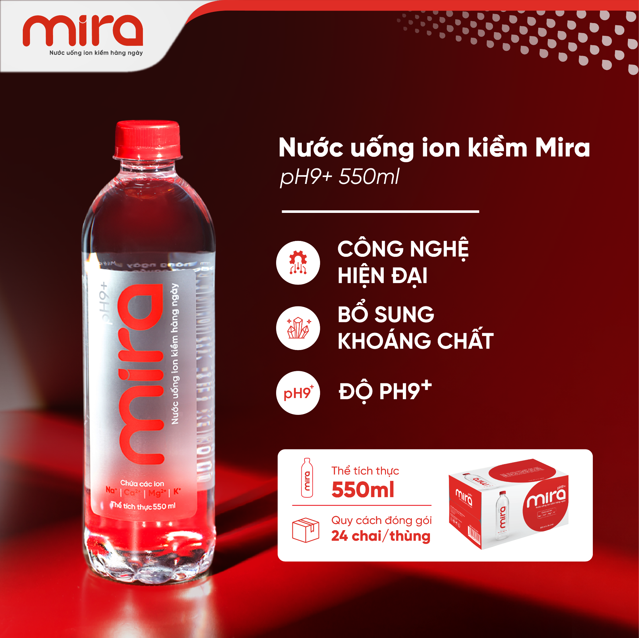 Nước ion kiềm Mira 550ml