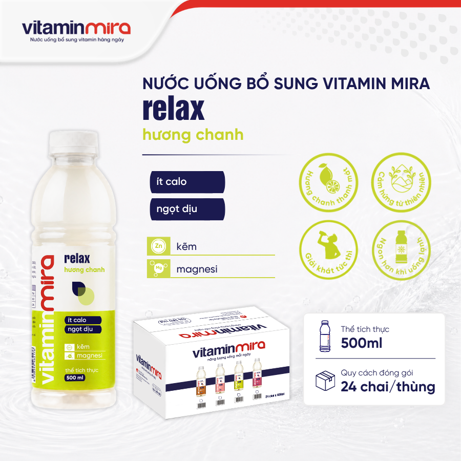 Nước uống bổ sung Vitamin Mira relax hương chanh