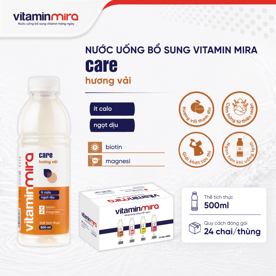 Nước uống bổ sung Vitamin Mira care hương vải