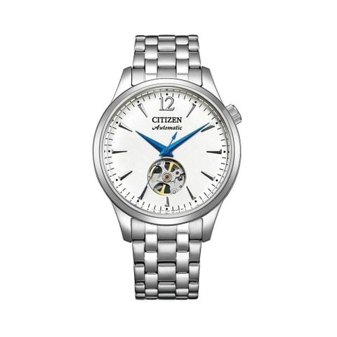 Citizen Automatic Open Heart NH9131-73A 40mm Nam – Đồng Hồ Cơ Nhật Bản Mặt Trắng Guilloche Dây Thép