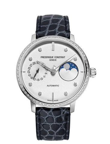 Frederique Constant Slimline Moonphase FC-702SD3SD6 – Đồng Hồ Cơ Automatic Moonphase Kim Cương 38.8mm