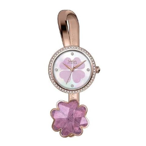 Đồng hồ nữ Saga Stella 19mm 53585-RGMPRG-2S Mineral Crystal – Quartz (Pin) - Đính Swarovski, Khảm Xà Cừ - VNLUX