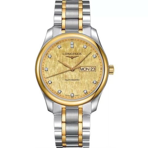Longines Master L2.755.5.38.7 demi vàng 18K, 12 kim cương tự nhiên, máy L636.5, lịch thứ ngày, size 38.5mm. Hàng brandnew fullbox tại VNLUX.