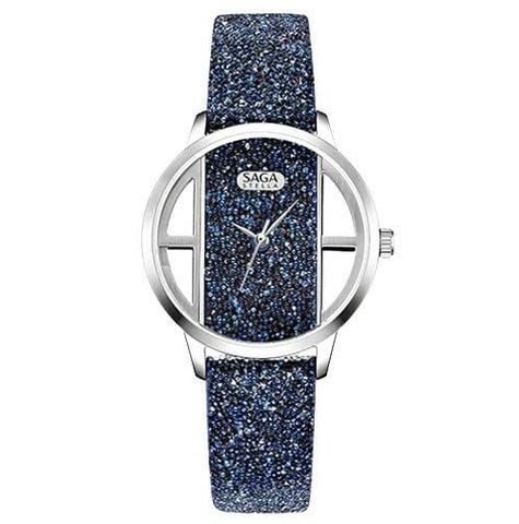Đồng Hồ Nữ Saga 34.5mm 53623-SVLCFLCF-2 – Kính Cứng – Quartz (Pin) – Dây Đeo Đính Đá Swarovski, Chống Nước 3ATM