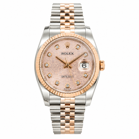 Rolex Datejust 116231 Demi Vàng Hồng 18K – Mặt Vi Tính Hồng Kim Cương Dây Jubilee Size 36mm Like New