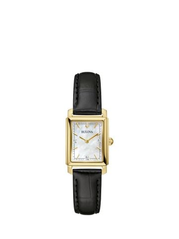 Bulova 97P166 Nữ – Đồng Hồ Quartz Nhật Bản Mặt Khảm Trai Kim Cương Dây Da