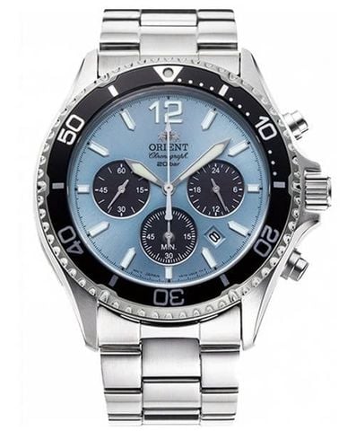 Orient RA-TX0206L10B – Mako Solar Chronograph Xanh Nhẹ & Vỏ Thép