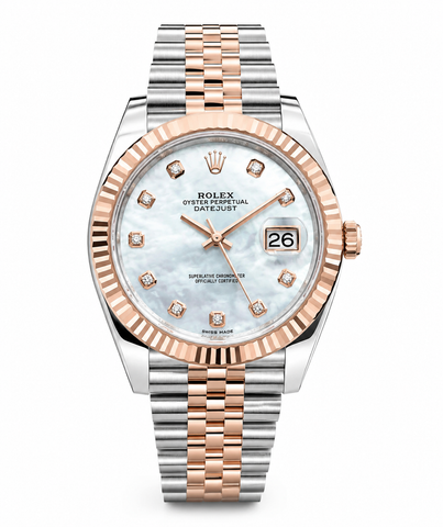 Rolex Datejust m126331 Vàng Hồng Everose 18K – Mặt Xà Cừ Vân Mây Cọc Kim Cương Size 41mm like new