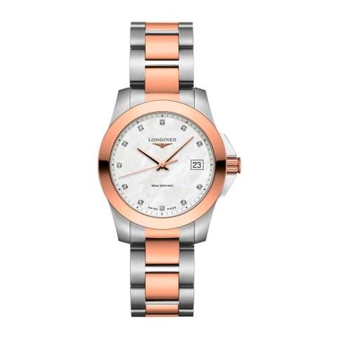 Longines Conquest MOP Diamond L3.377.3.88.7 (34mm) – Đồng hồ nữ Thụy Sỹ mặt xà cừ đính kim cương, thanh lịch & bền bỉ