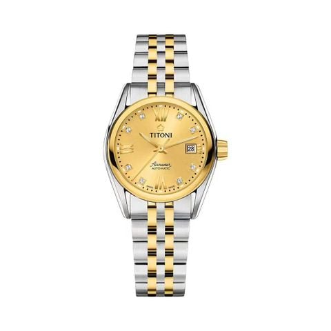 Titoni Airmaster 23909 SY-064 – Nữ – Kính Sapphire – Automatic – Mặt Số 27mm, Mạ Vàng PVD, Chống Nước 5ATM Vnlux