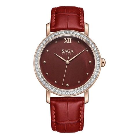 Saga 53479-RGRDRD-2 – Nữ – Quartz (Pin) – Mặt Số 36mm – Kính Sapphire – Đính 52 Viên Pha Lê – Bộ Máy Ronda Thụy Sỹ Vnlux