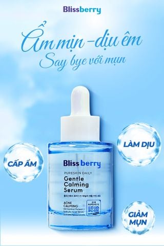 Serum ẩm dịu, giảm mụn Blissberry Pureskin Daily Gentle Calming 30 ml