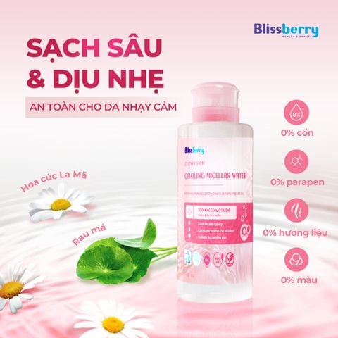 Nước tẩy trang Blissberry Glowing Skin Cooling Micellar Water 200 ml