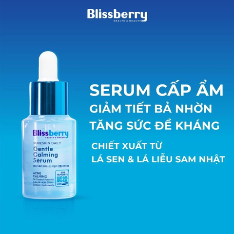 Serum ẩm dịu, giảm mụn Blissberry Pureskin Daily Gentle Calming 15 ml