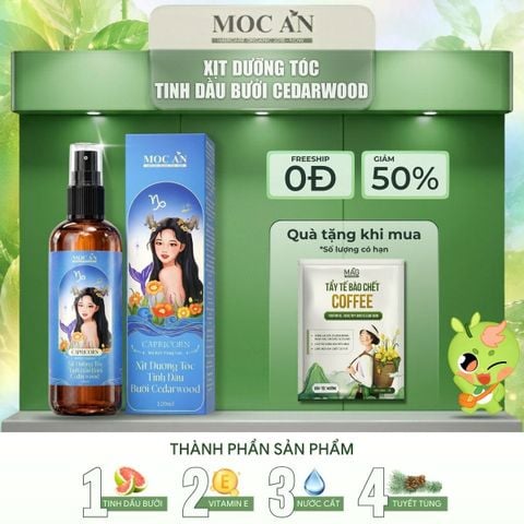 Xịt Dưỡng Tóc Tinh Dầu Bưởi Gỗ Tuyết Tùng (Cedarwood) Mộc Ân Haircare 120ml
