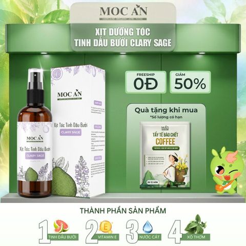 Xịt Dưỡng Tóc Tinh Dầu Bưởi Xô Thơm (Clary Sage) 120ml Mộc Ân Haircare