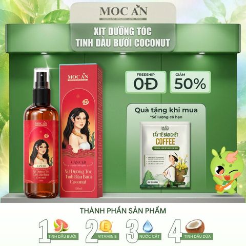 Xịt Dưỡng Tóc Tinh Dầu Bưởi Dừa Non (Coconut) Mộc Ân Haircare 120ml