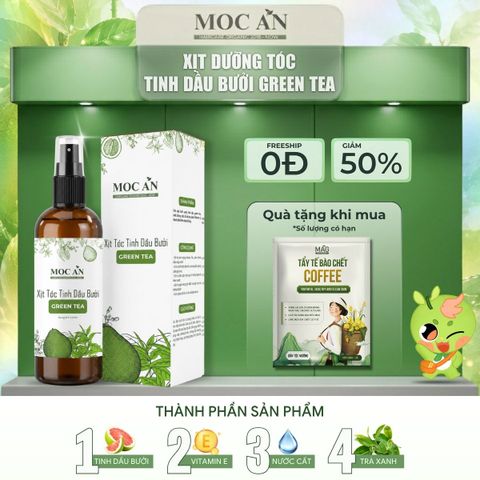 Xịt Dưỡng Tóc Tinh Dầu Bưởi Trà Xanh (Green Tea) Mộc Ân Haircare 120ml