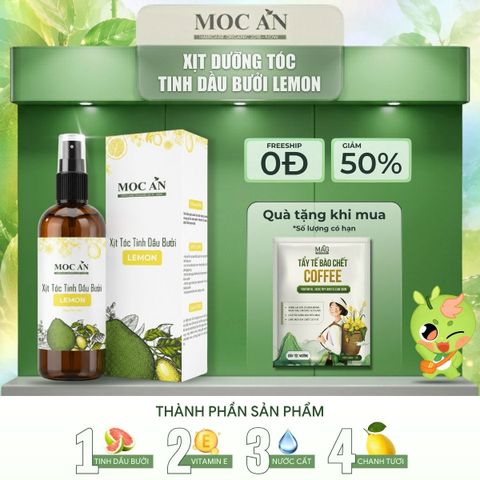 Xịt Dưỡng Tóc Tinh Dầu Bưởi Chanh Tươi (Lemon) Mộc Ân Haircare 120ml