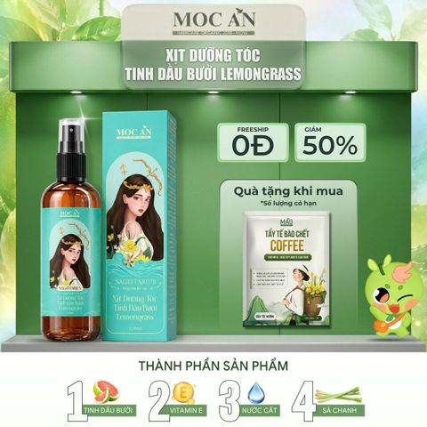 Xịt Dưỡng Tóc Tinh Dầu Bưởi Sả Chanh (Lemongrass) Mộc Ân Haircare 120ml