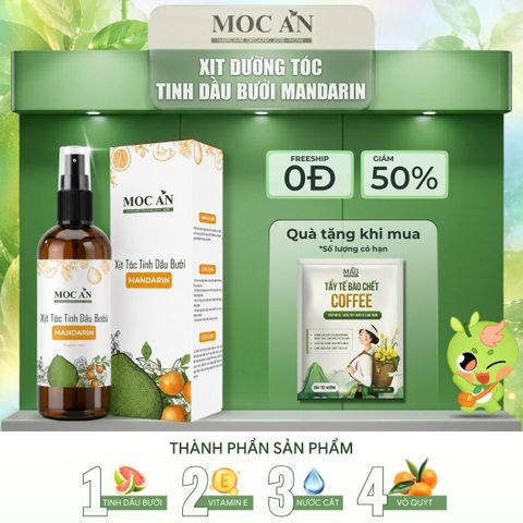 Xịt Dưỡng Tóc Tinh Dầu Bưởi Vỏ Quýt (Mandarin) 120ml Mộc Ân Haircare