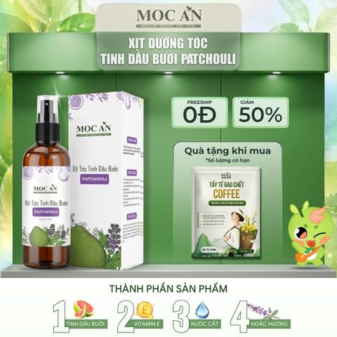 Xịt Dưỡng Tóc Tinh Dầu Bưởi Hoắc Hương (Patchouli) Mộc Ân Haircare 120ml