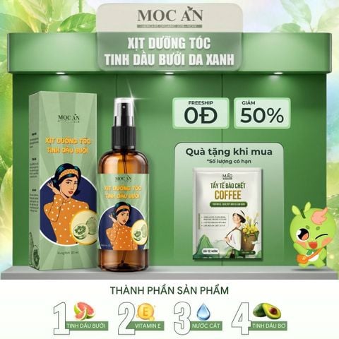 Xịt Dưỡng Tóc Tinh Dầu Bưởi Da Xanh Mộc Ân Haircare 120ml - Hỗ Trợ Giảm Rụng & Chăm Sóc Tóc