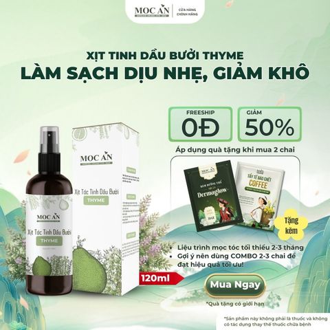 Xịt Dưỡng Tóc Tinh Dầu Bưởi Cỏ Xạ Hương (Thyme) Mộc Ân Haircare 120ml