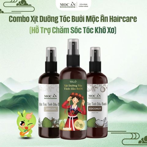 Combo Xịt Dưỡng Tóc Bưởi Mộc Ân Haircare – Argan & Dầu Dừa | Hỗ Trợ Chăm Sóc Tóc Khô Xơ, Dễ Rối