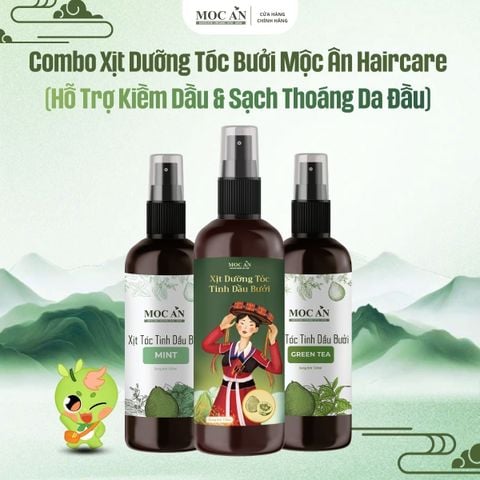 Combo Xịt Bưởi Mộc Ân Haircare - Tinh Chất Bạc Hà, Trà Xanh | Hỗ Trợ Kiềm Dầu & Sạch Thoáng Da Đầu