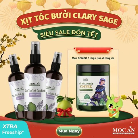 X3BCL120 - Combo 3 Chai Xịt Tinh Dầu Vỏ Bưởi Da Xanh & Tinh Dầu Xô Thơm Mộc Ân Haircare 120ml Hỗ Trợ Giảm Rụng, Mọc Tóc Chăm Sóc Tóc