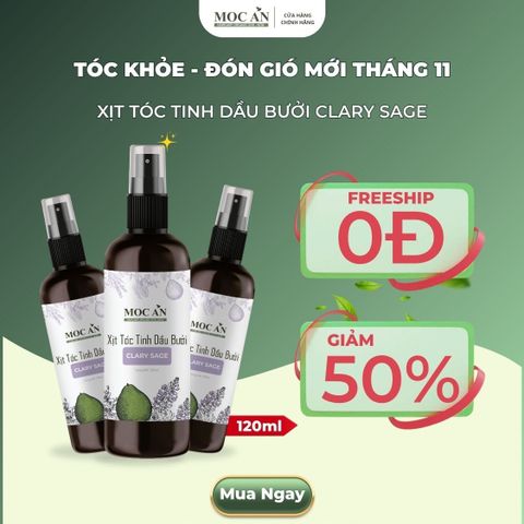 X3BCL120 - Combo 3 Chai Xịt Tinh Dầu Vỏ Bưởi Da Xanh & Tinh Dầu Xô Thơm Mộc Ân Haircare 120ml Hỗ Trợ Giảm Rụng, Mọc Tóc Chăm Sóc Tóc