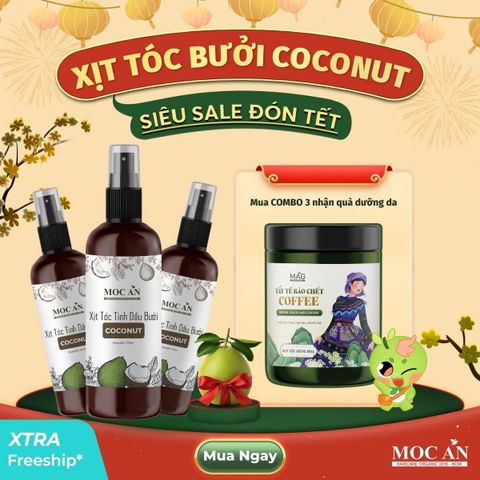 X3BCO120 - Combo 3 Chai Xịt Tinh Dầu Vỏ Bưởi Da Xanh & Tinh Dầu Dừa Non Mộc Ân Haircare 120ml Hỗ Trợ Giảm Rụng, Mọc Tóc Chăm Sóc Tóc