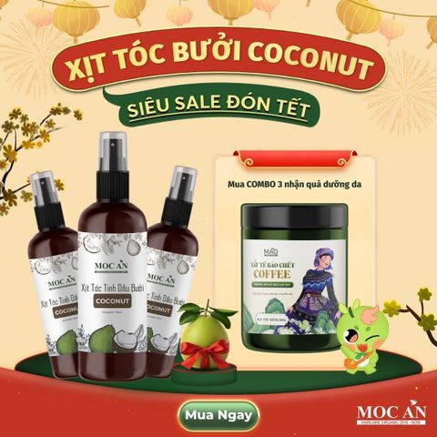 X3BCO120 - Combo 3 Chai Xịt Tinh Dầu Vỏ Bưởi Da Xanh & Tinh Dầu Dừa Non Mộc Ân Haircare 120ml Hỗ Trợ Giảm Rụng, Mọc Tóc Chăm Sóc Tóc