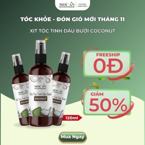 X3BCO120 - Combo 3 Chai Xịt Tinh Dầu Vỏ Bưởi Da Xanh & Tinh Dầu Dừa Non Mộc Ân Haircare 120ml Hỗ Trợ Giảm Rụng, Mọc Tóc Chăm Sóc Tóc