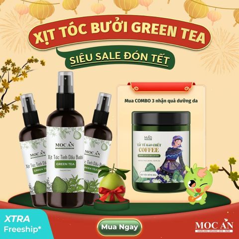 X3BGR120 - Combo 3 Chai Xịt Tinh Dầu Vỏ Bưởi Da Xanh & Tinh Dầu Trà Xanh Mộc Ân Haircare 120ml Hỗ Trợ Giảm Rụng, Mọc Tóc Chăm Sóc Tóc