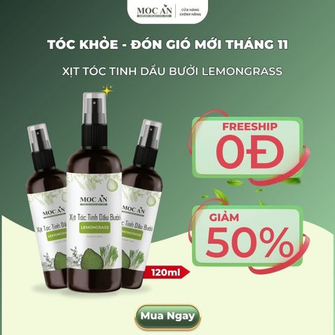 X3BLEG120 - Combo 3 Chai Xịt Tinh Dầu Vỏ Bưởi Da Xanh & Tinh Dầu Sả Chanh Mộc Ân Haircare 120ml Hỗ Trợ Giảm Rụng, Mọc Tóc Chăm Sóc Tóc