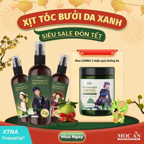 X3BT120M - Combo 3 Chai Xịt Tinh Dầu Vỏ Bưởi Da Xanh Mộc Ân Haircare 120ml