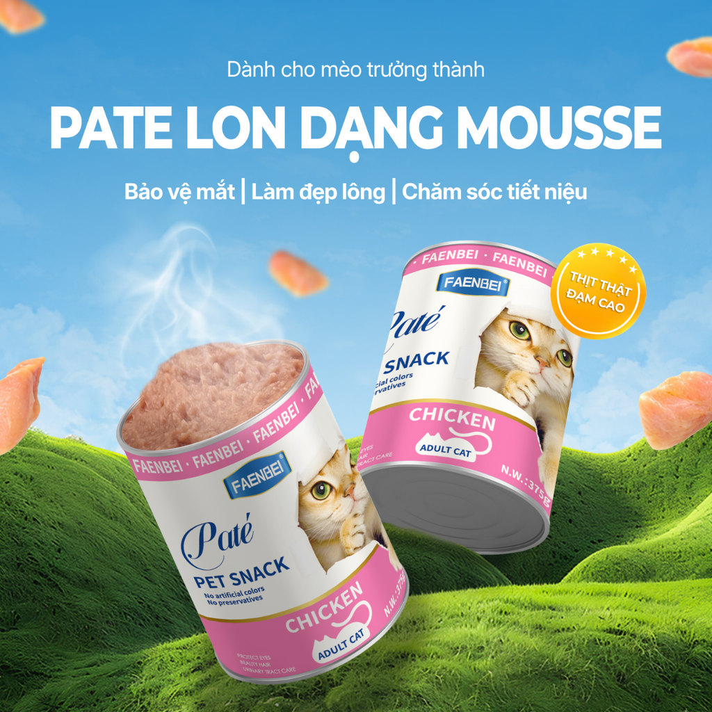 Pate lon hàm lượng thịt cao cho mèo Faenbei