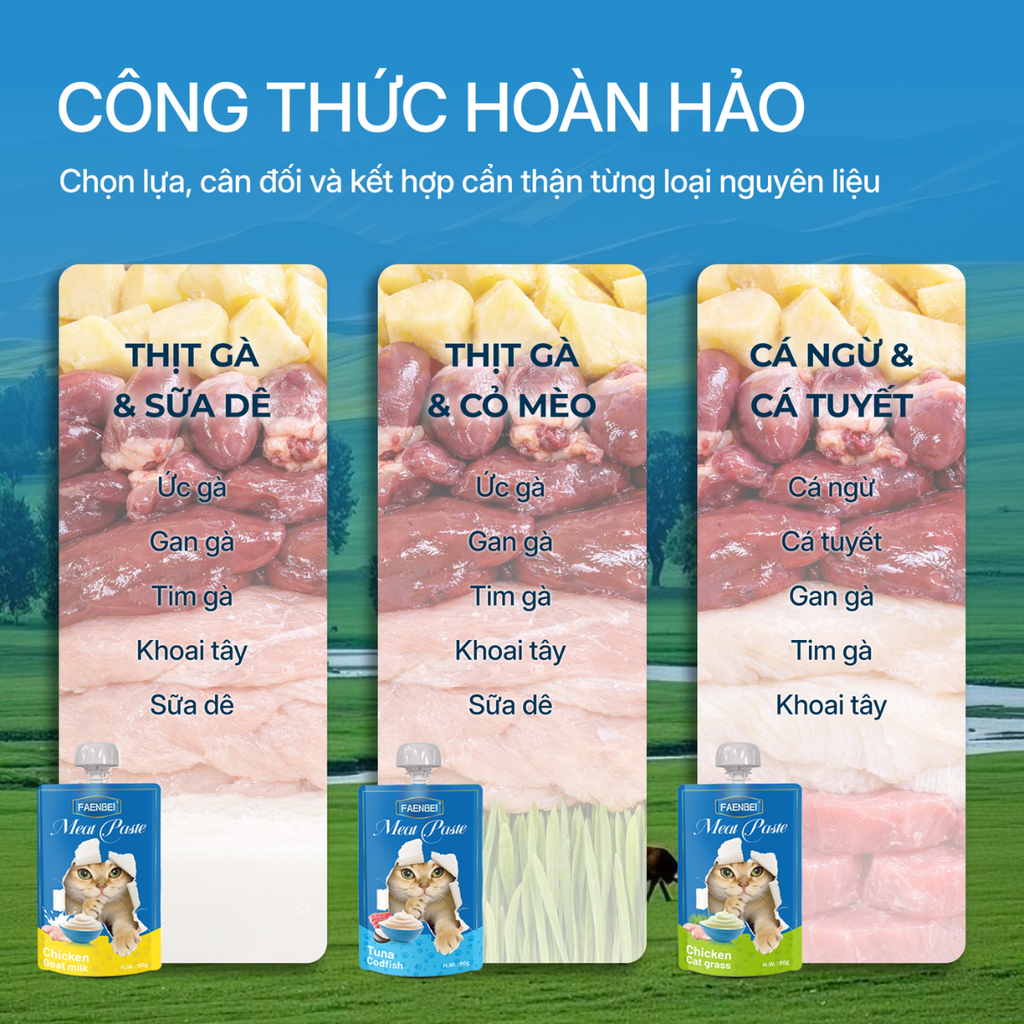 Pate túi nắp vặn cho mèo Faenbei