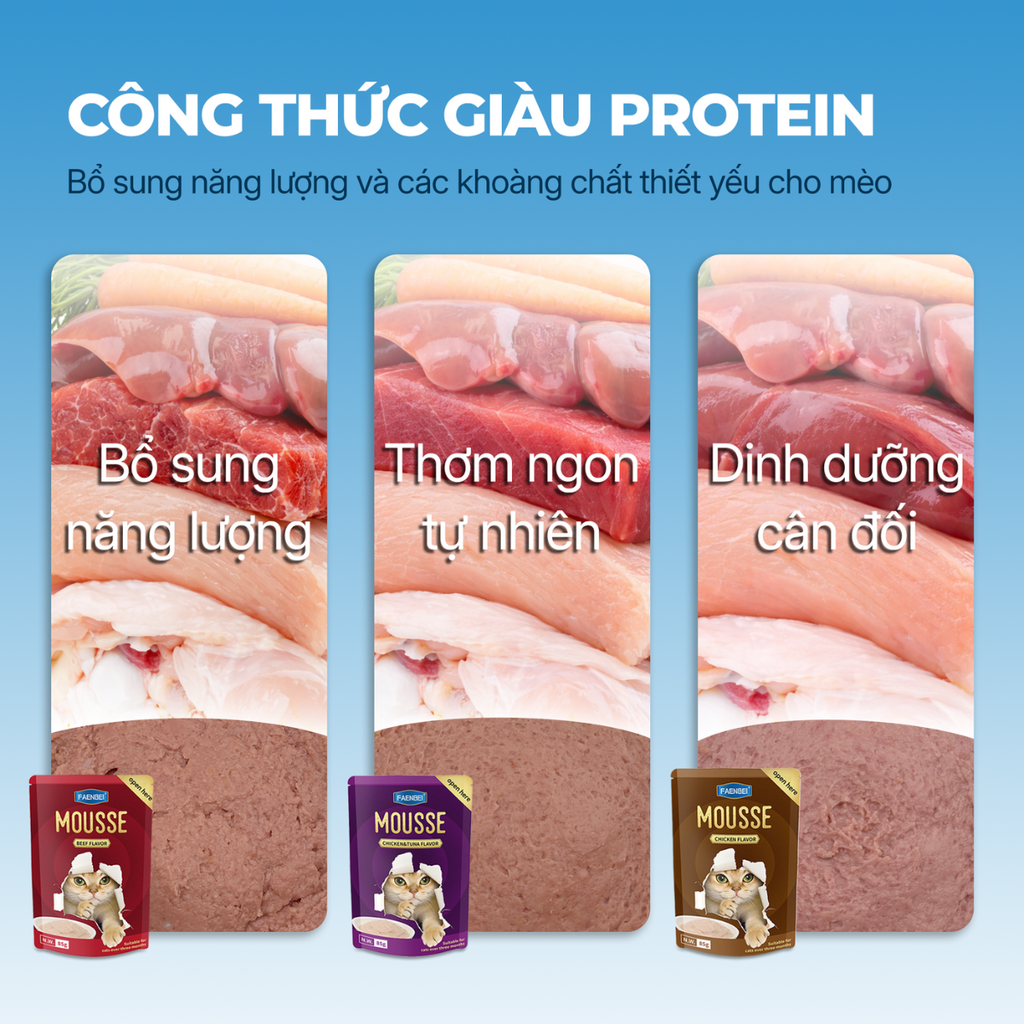 Pate dạng Mousse cho mèo Faenbei
