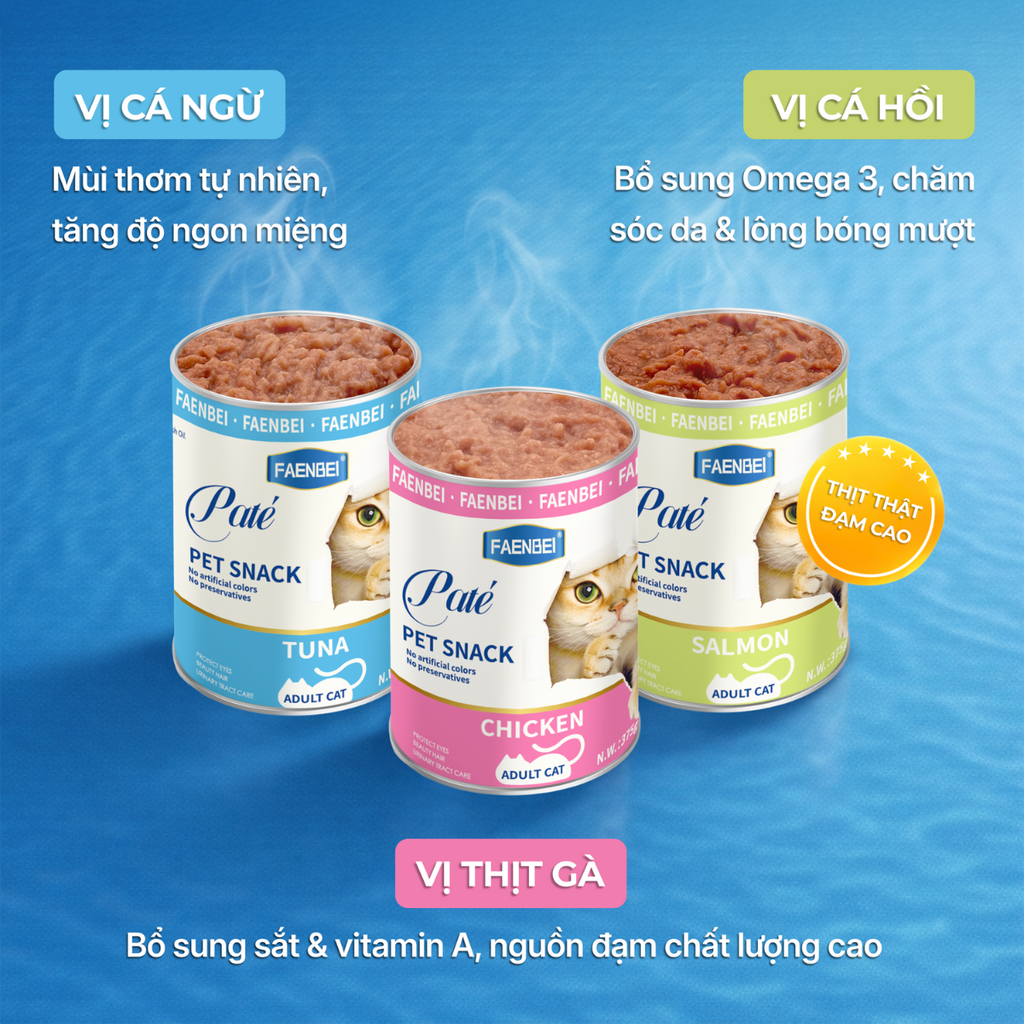 Pate lon hàm lượng thịt cao cho mèo Faenbei