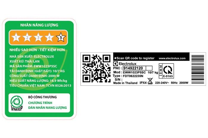 Máy giặt sấy Electrolux UltimateCare 500 Inverter giặt 10 kg – sấy 7 kg EWW1023P5SC
