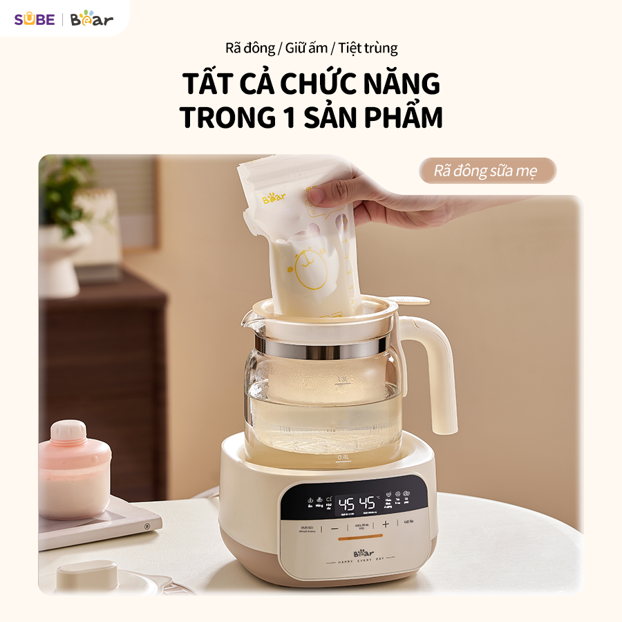 Ấm đun nước hâm sữa Bear WW-4H12W