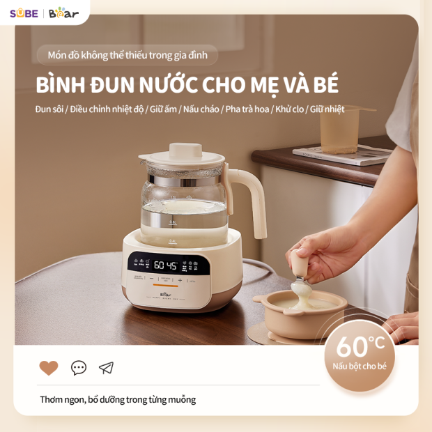 Ấm đun nước hâm sữa Bear WW-4H12W