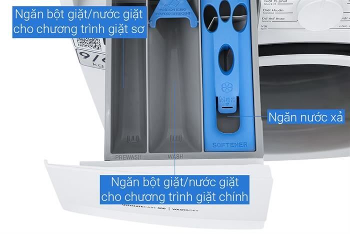 Máy giặt sấy Electrolux UltimateCare 300 Inverter giặt 9 kg - sấy 6 kg EWW9024P3WC