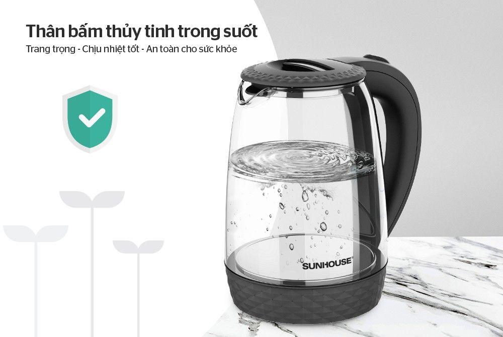 ẤM SIÊU TỐC THỦY TINH SUNHOUSE SHD1215